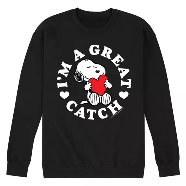 

Мужская флисовая толстовка с принтом «Peanuts Great Catch» Licensed Character, черный