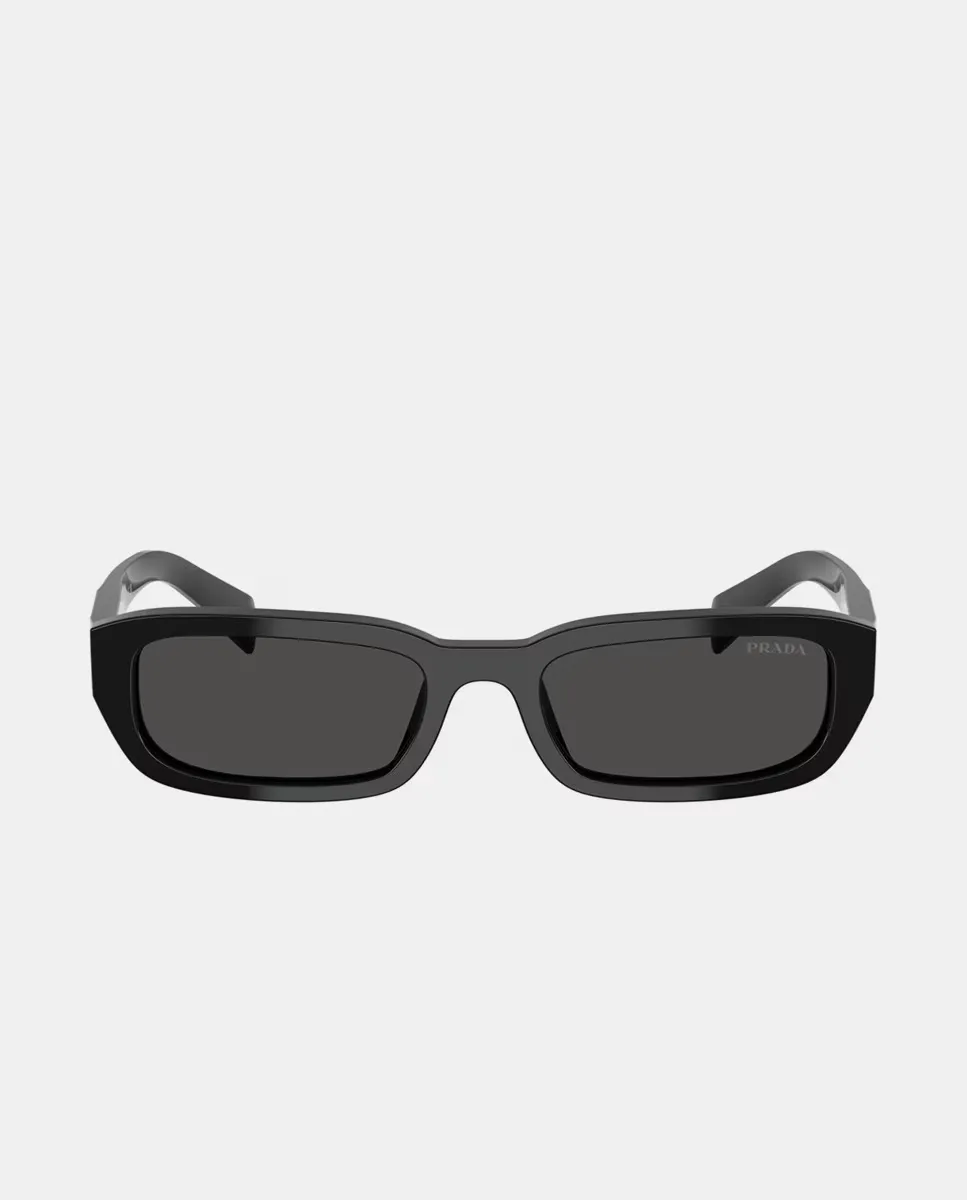 

Женские прямоугольные солнцезащитные очки из ацетата серого цвета Prada, чёрный
