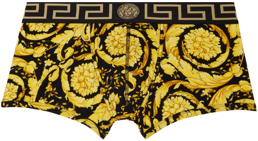 

Черные и золотые трусы-боксеры Barocco Versace Underwear