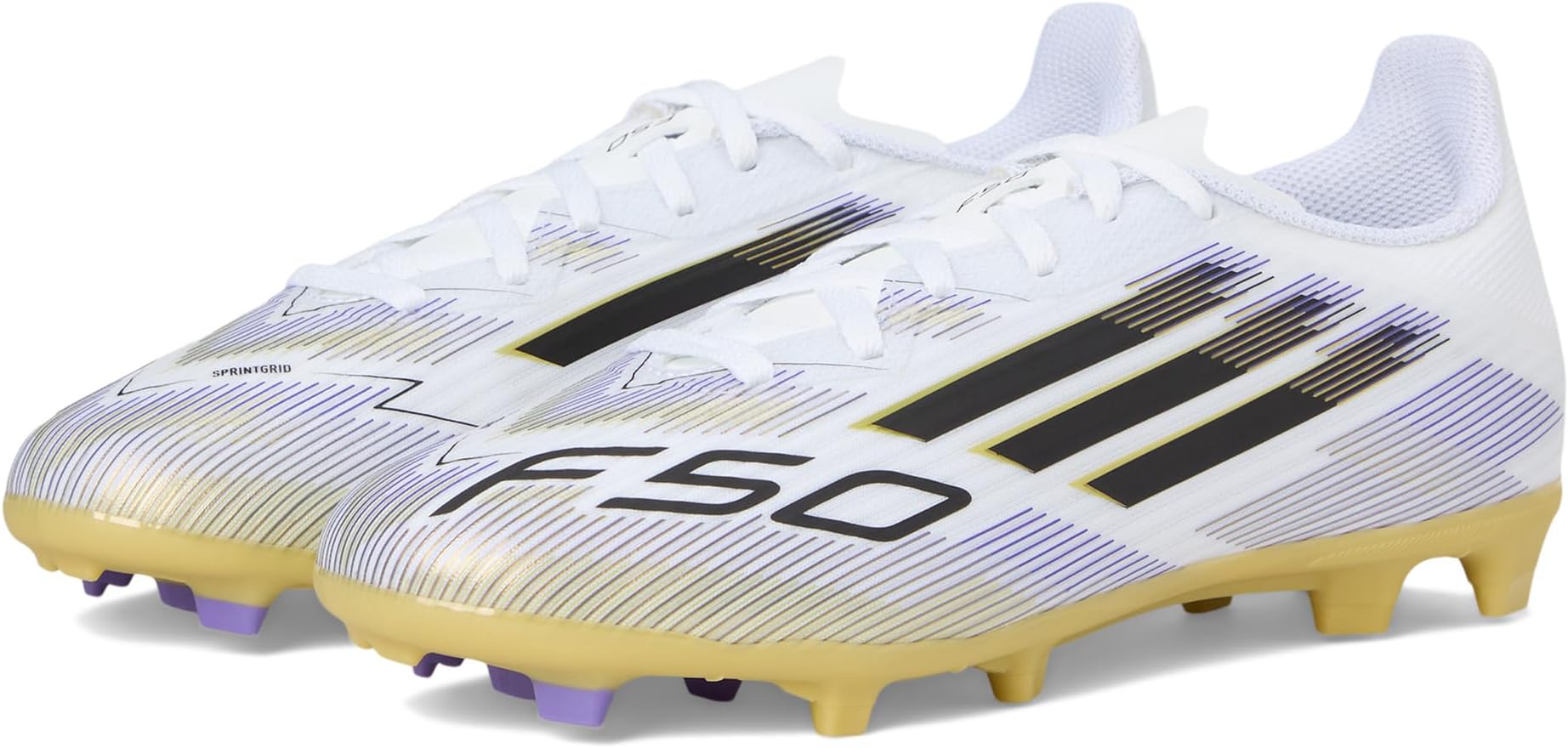 

Кроссовки Adidas Kids F50 League Firm Ground/Multi Ground Cleats, White/Black/Gold Metallic