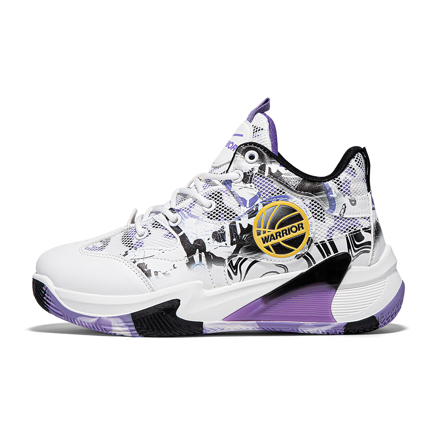 

Винтажные баскетбольные кроссовки мужские мид-топ белые фиолетовые черные WARRIOR