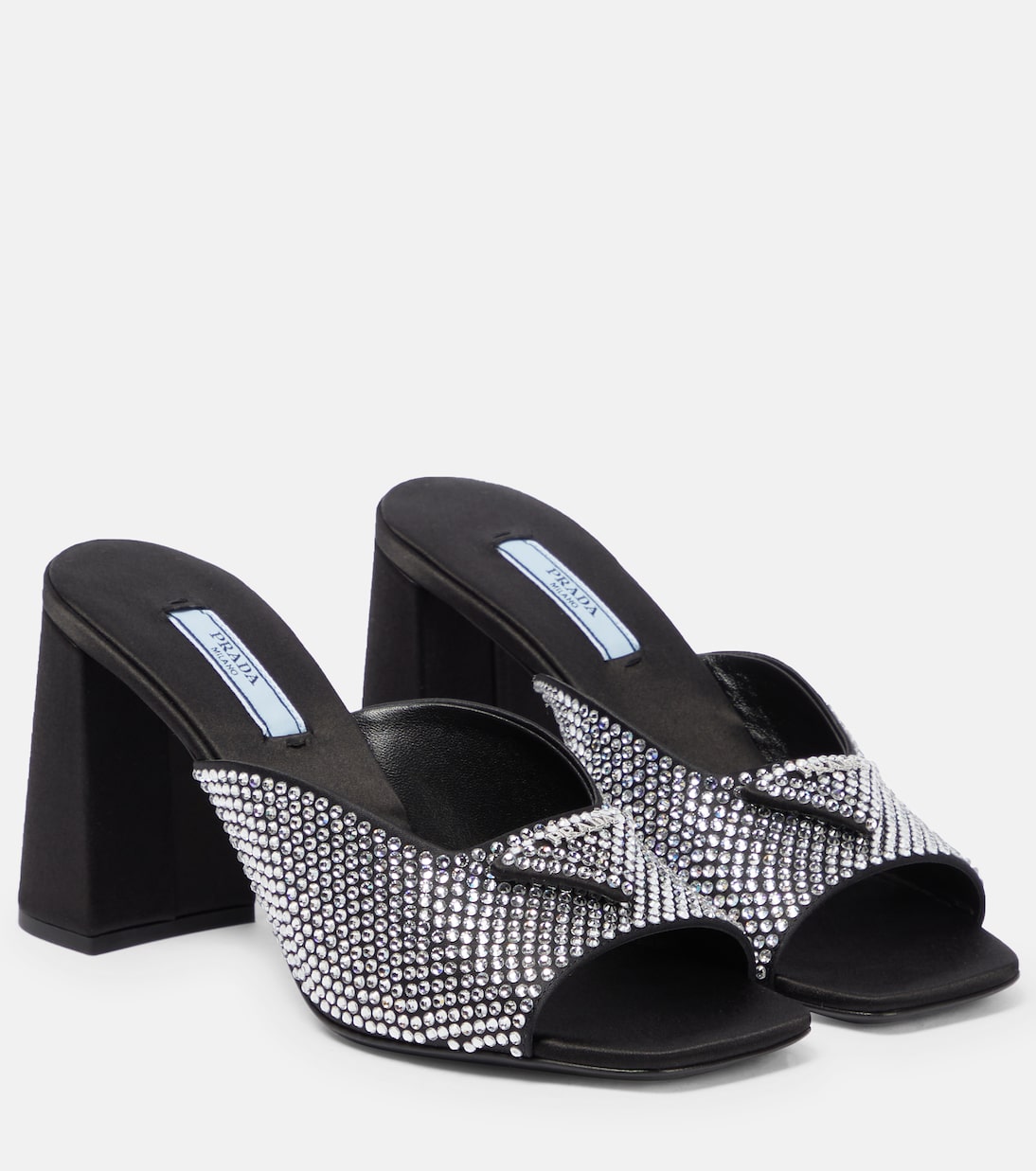 Босоножки из атласа с декором Prada, Cristal