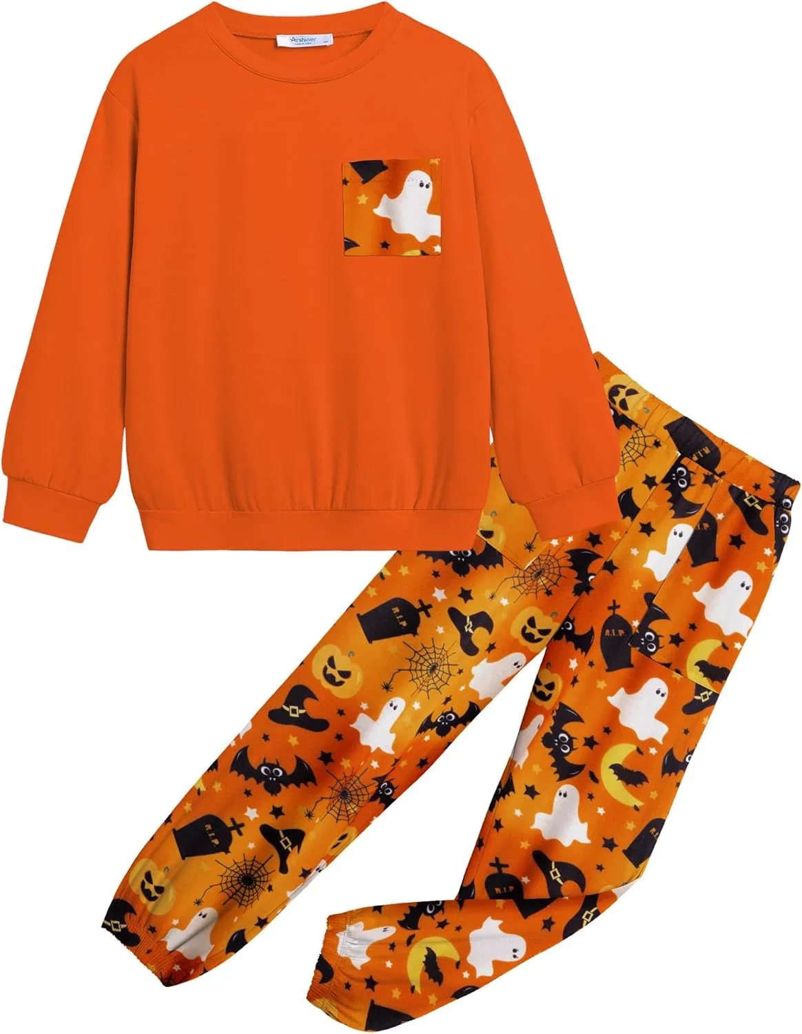 Детский спортивный костюм из толстовки и штанов Arshiner, Orange&print