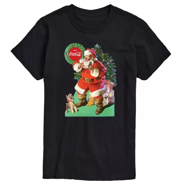 

Мужская футболка Coca-Cola Vintage с Сантой и собакой Licensed Character, черный
