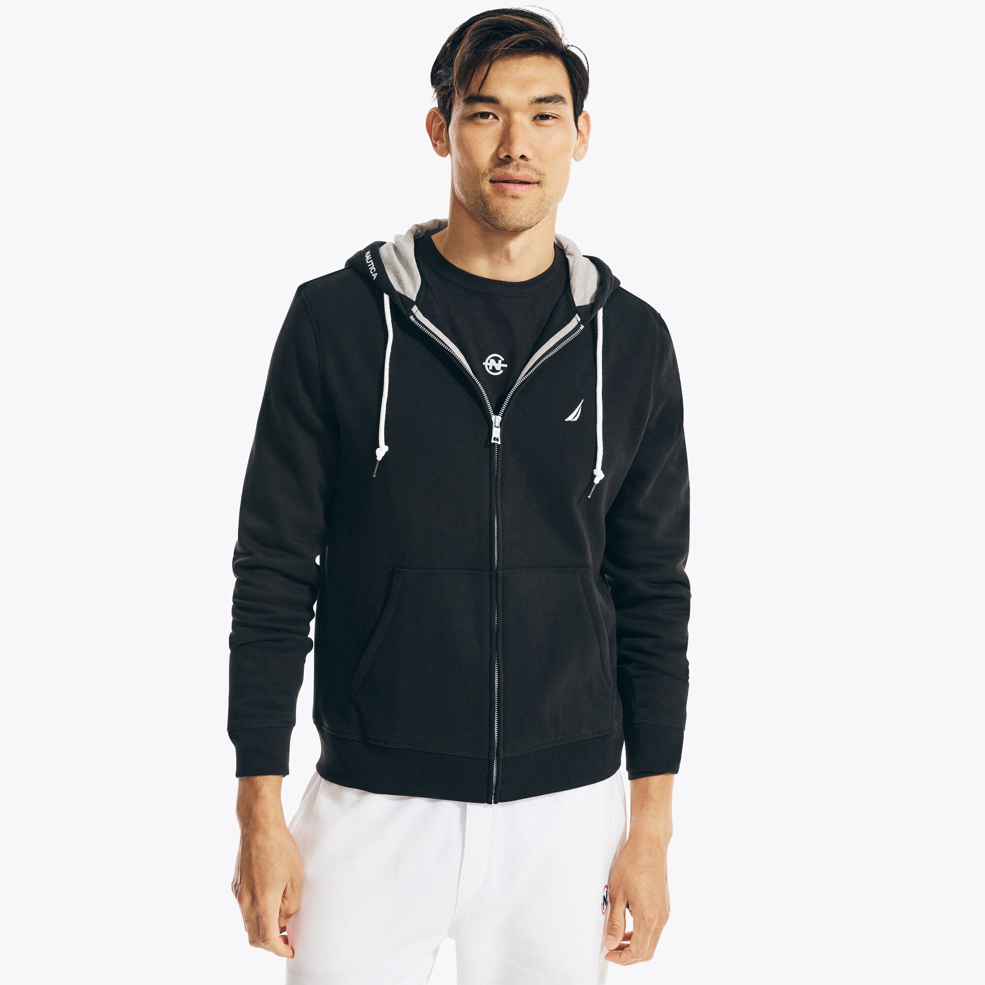

Nautica Мужская однотонная толстовка с капюшоном на молнии, цвет true black