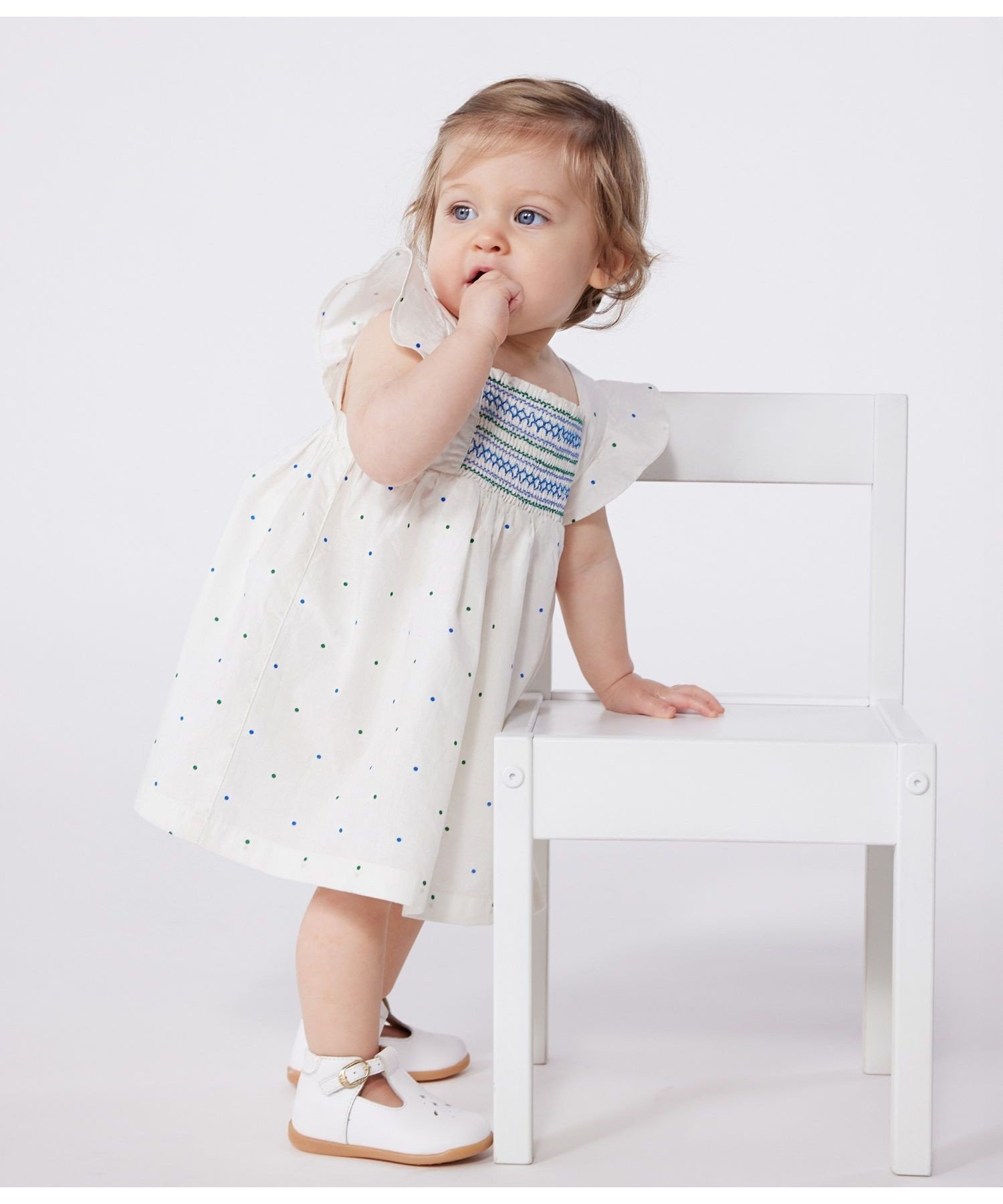 Платье с оборками и панталоны в комплекте PETIT BATEAU, Off-white/multicolor
