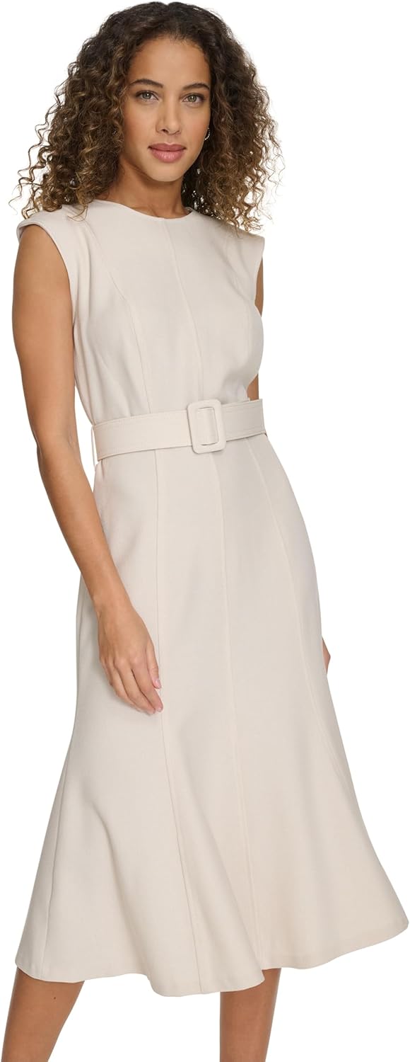 

Женское однотонное платье с воланами Calvin Klein, Stn Beige/Cream