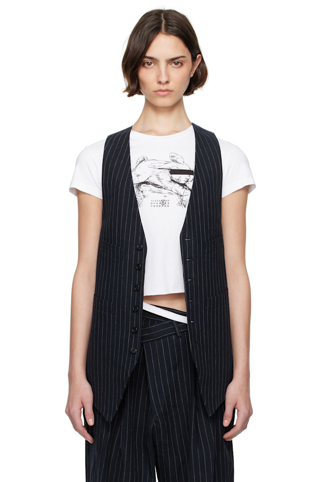 

Удлинённый жилет R13, цвет dark navy stripe