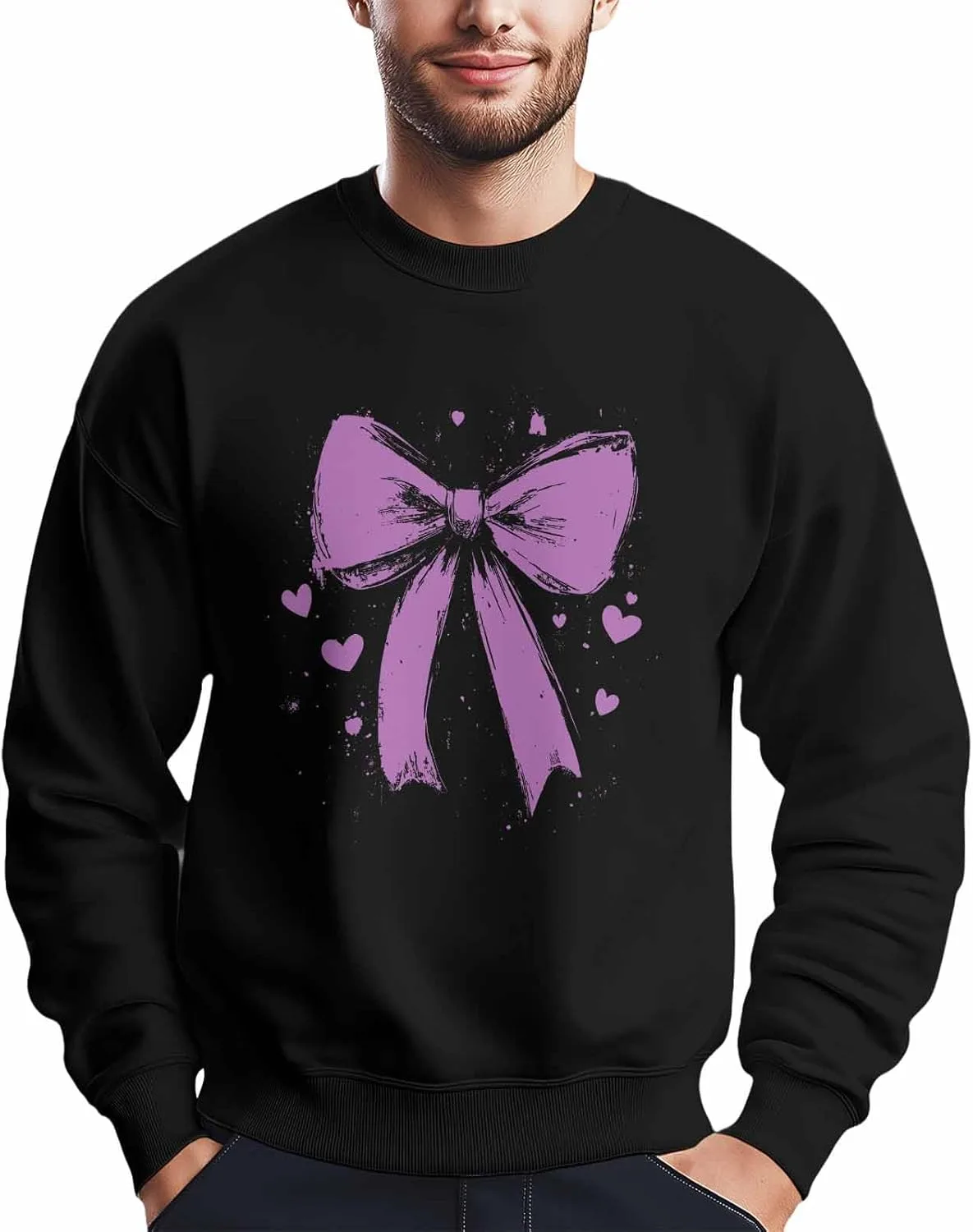 

Мужской свитшот с фиолетовым бантом, лонгслив Winvebermior