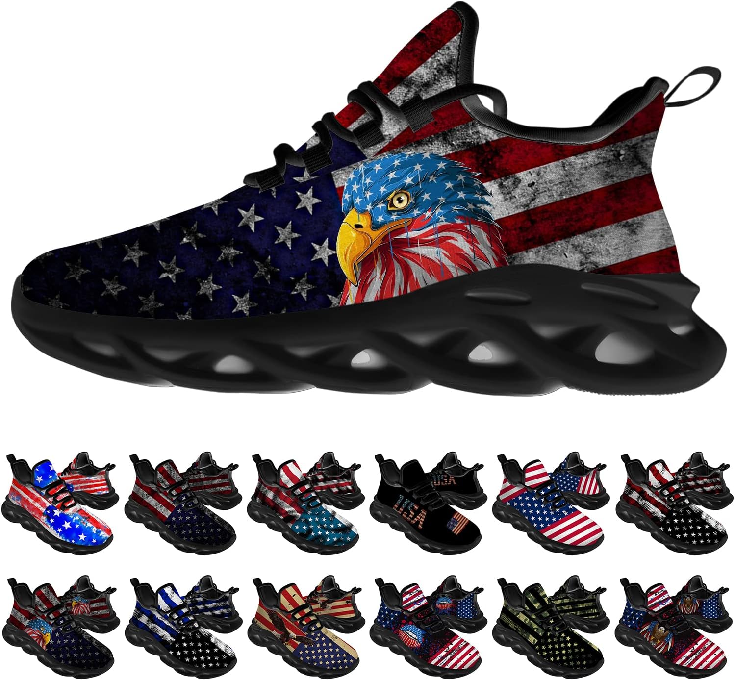

Кроссовки Ciadoon с американским флагом для мужчин и женщин, спортивные кроссовки для бега, ходьбы и тенниса, подарки для мальчиков и девочек, красный/синий