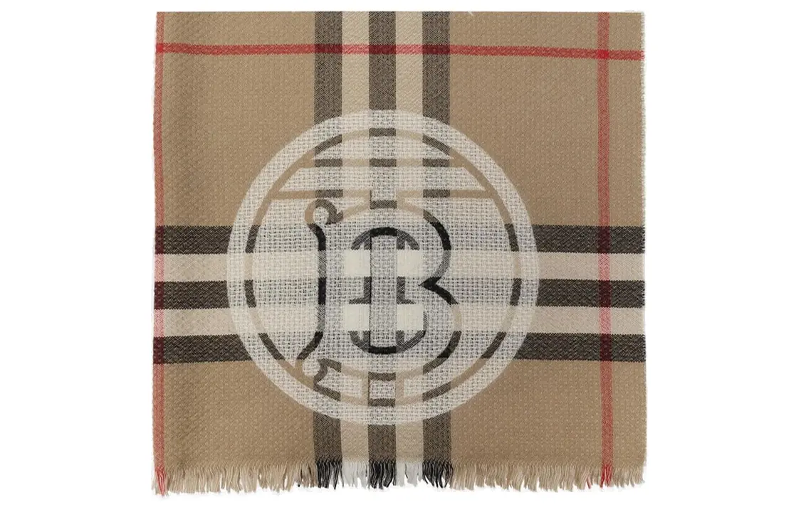 

Burberry Логотип клетчатый шарф, Brown