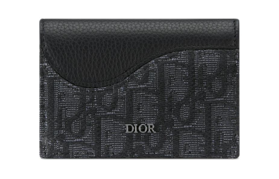 

DIOR Кардхолдер из зерненой телячьей кожи для мужчин, черный