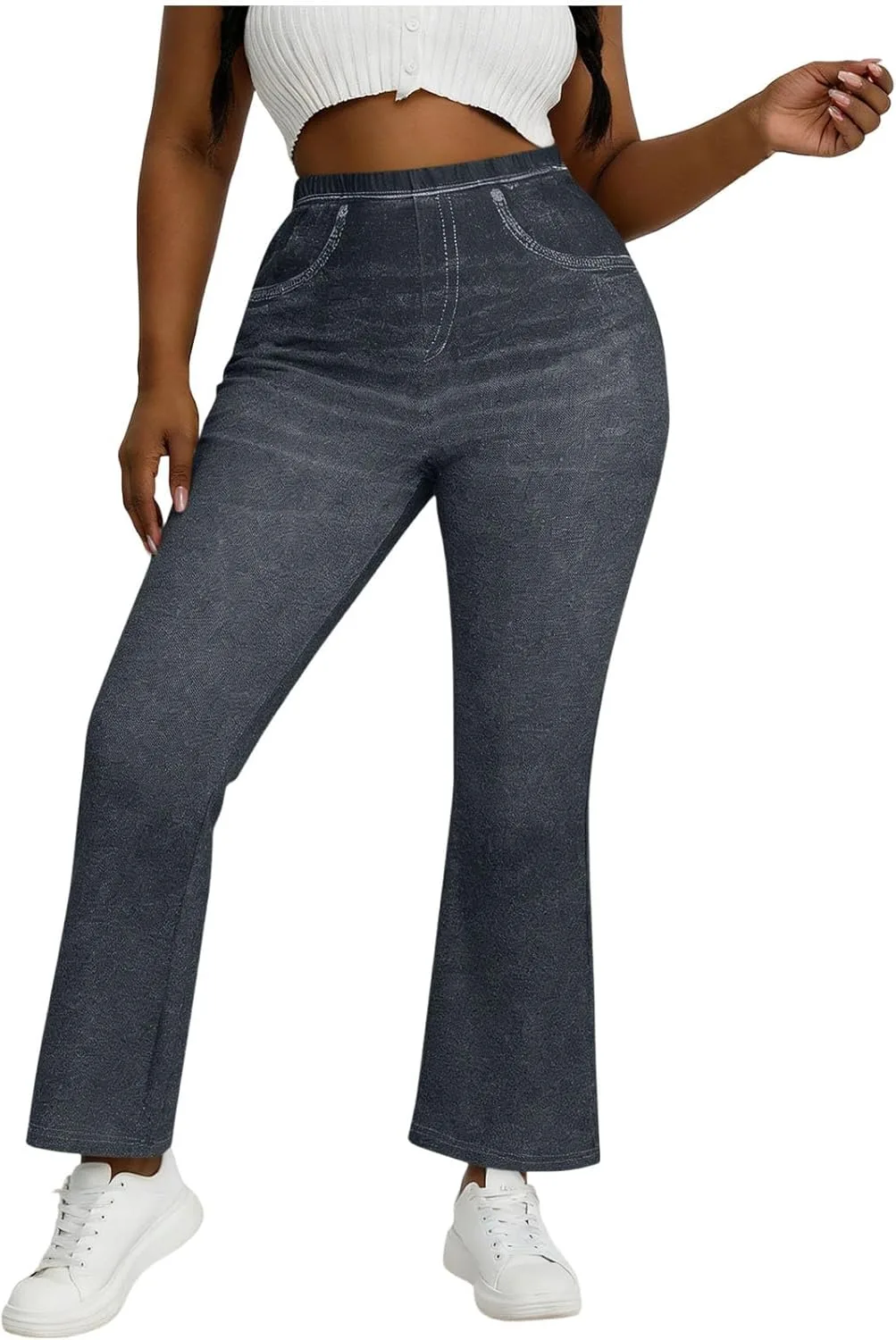 

Плюс сайз джинсы для женщин с высокой посадкой и расклешенным низом HGps8w