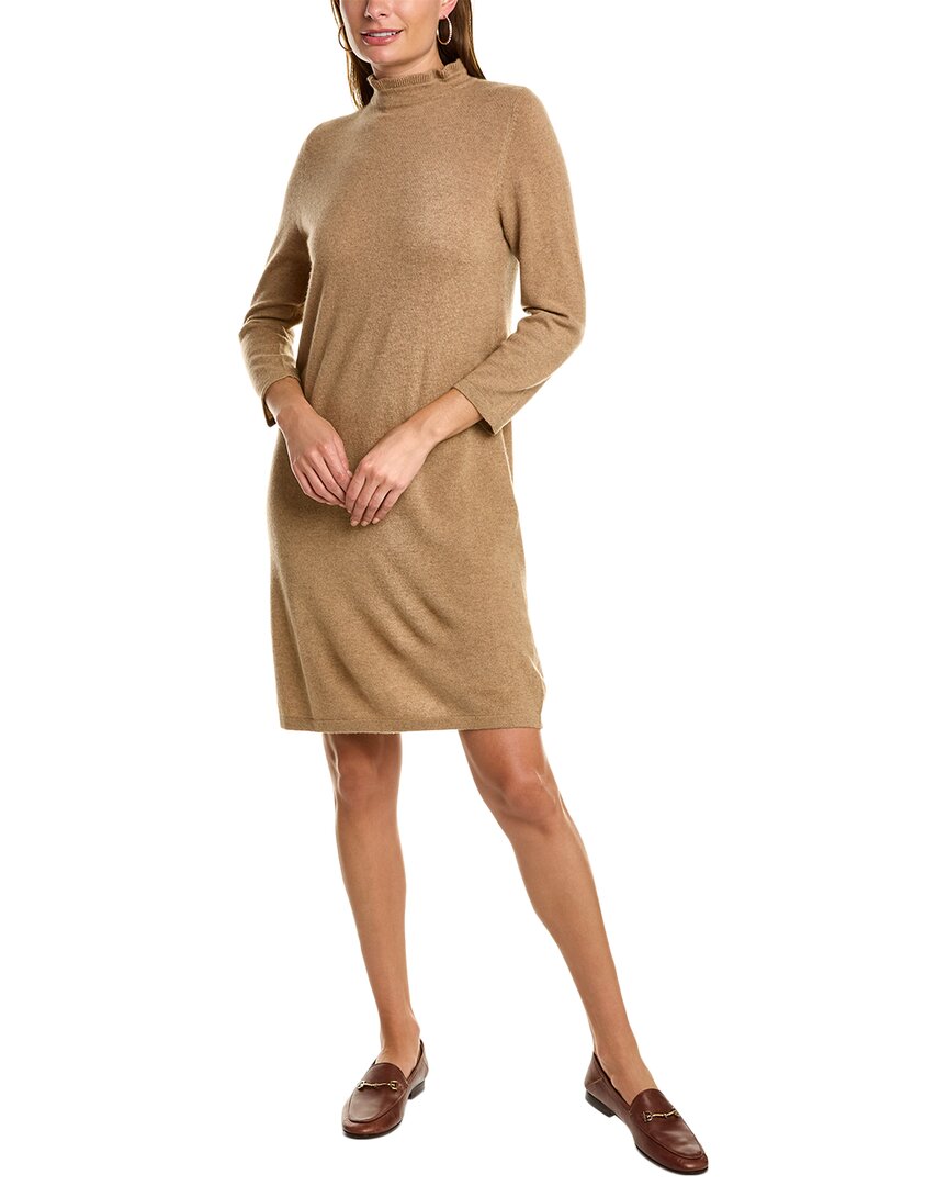 

Forte Cashmere Кашемировый свитер-платье с оборкой на шее, коричневый