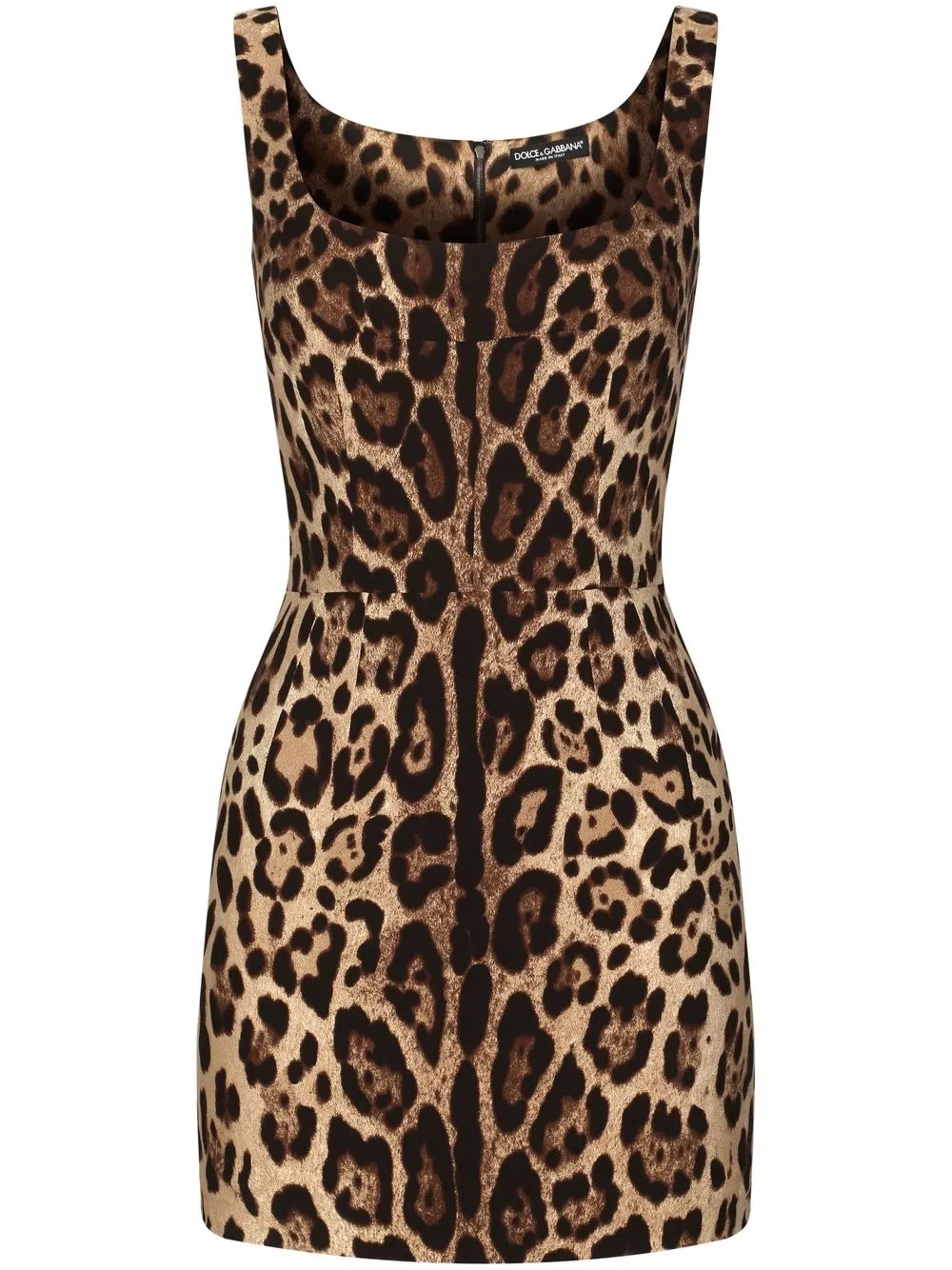 

Платье мини без рукавов с леопардовым принтом DOLCE & GABBANA, коричневый