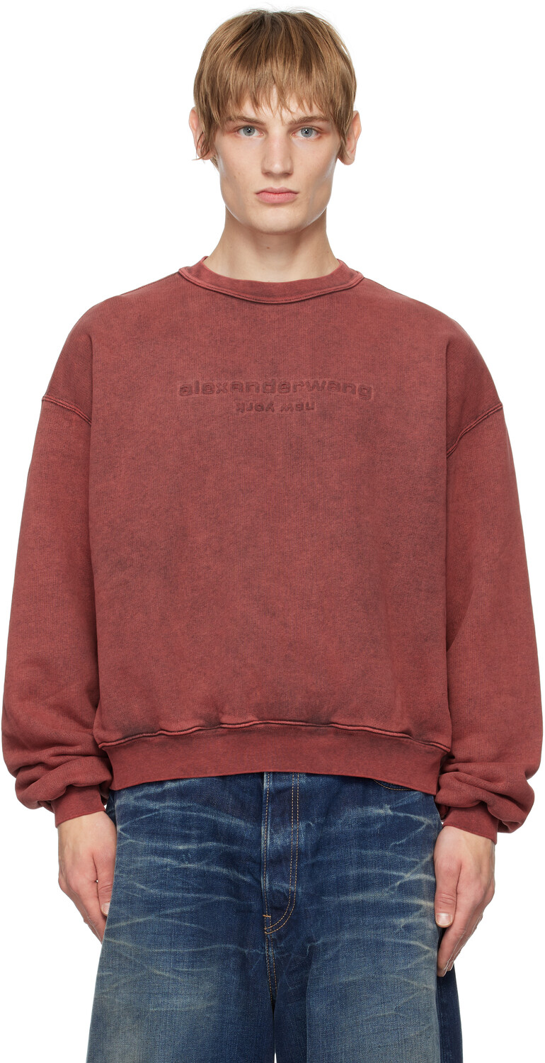 

Красная толстовка с тисненым логотипом Alexander Wang