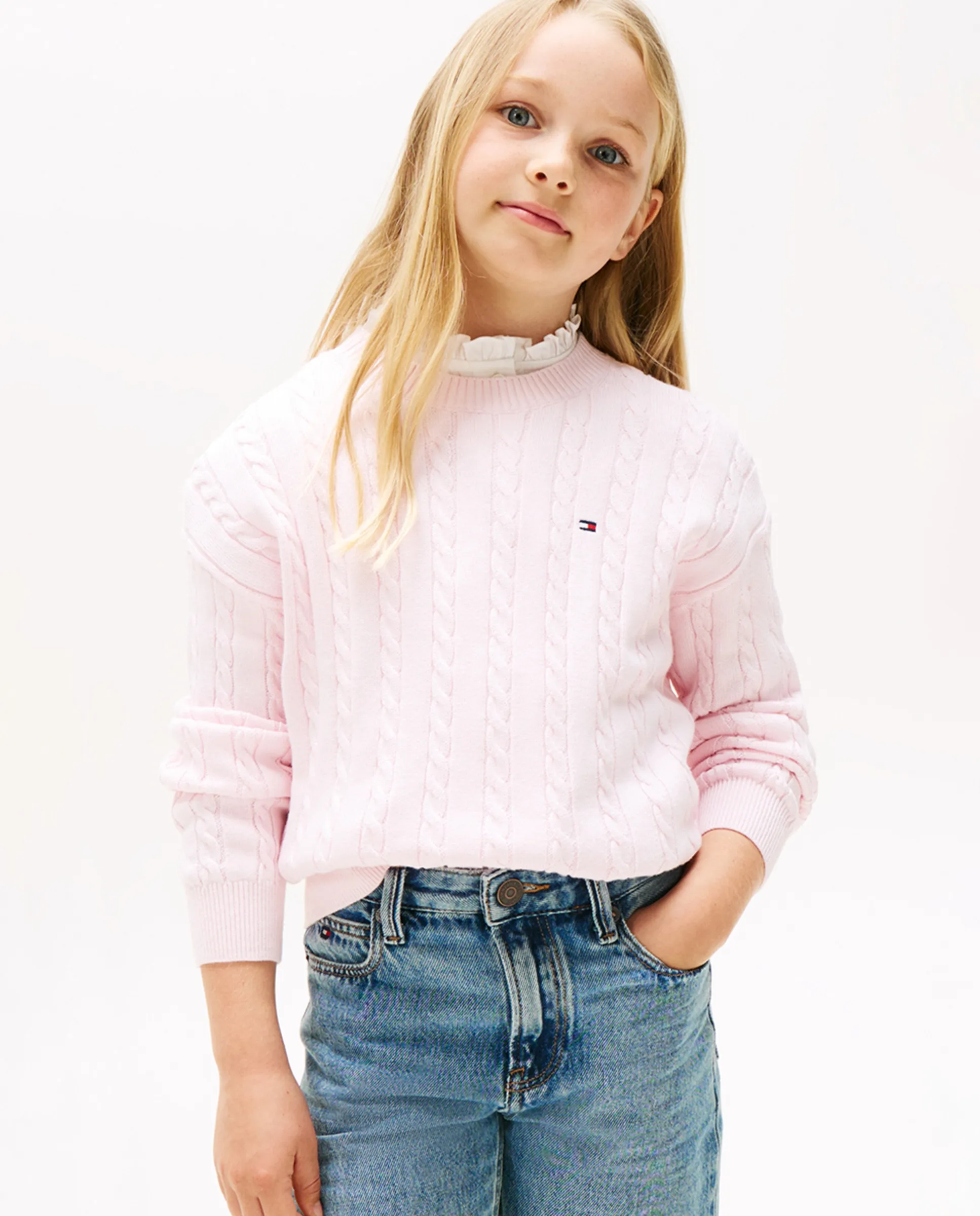 

Детский свитер с цифрой восемь и круглым вырезом Tommy Hilfiger, розовый