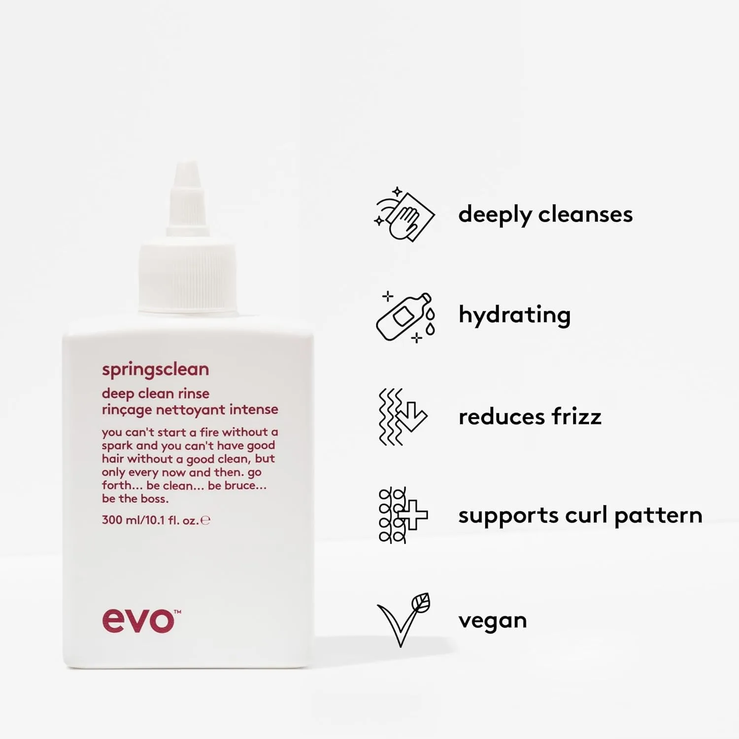 Шампунь EVO Springsclean - глубокое очищение и нежное увлажнение - для естественных блестящих, мягких, кудрявых и волнистых волос. 299 мл (.) — фото 3