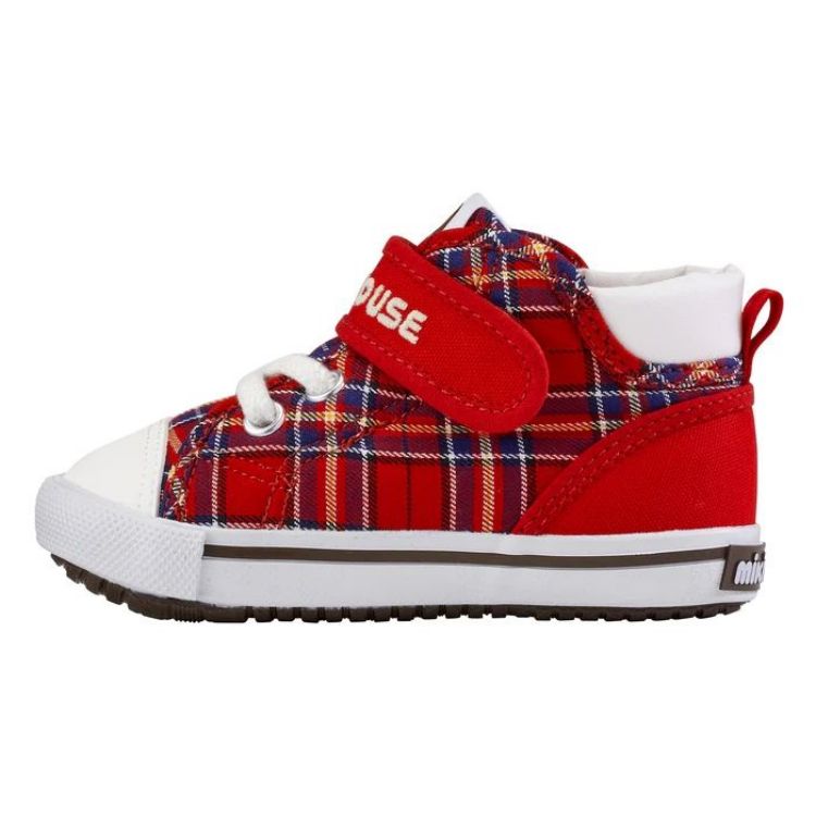 

Сникерсы с принтом в клетку и шнурками на липучках MIKI HOUSE, красный