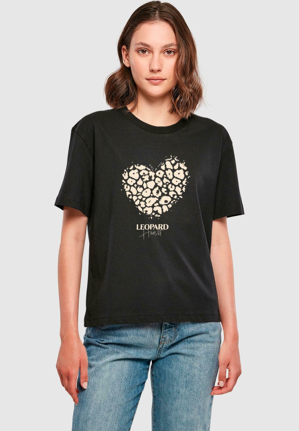 

Футболка с принтом LEOPARD HEART TEE Merchcode, черный