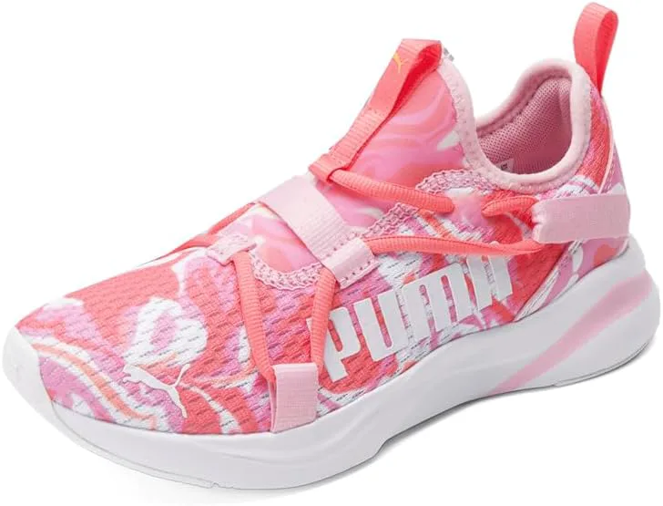 Кроссовки PUMA для мальчиков Rift Slip On с принтом по всей поверхности, коралловый/белый — фото 2