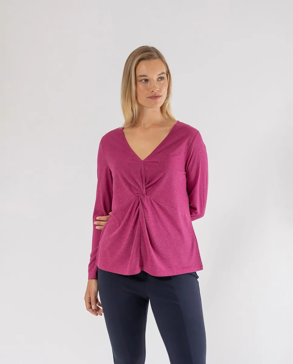 

Женская футболка с металлизированным узлом October, розовый