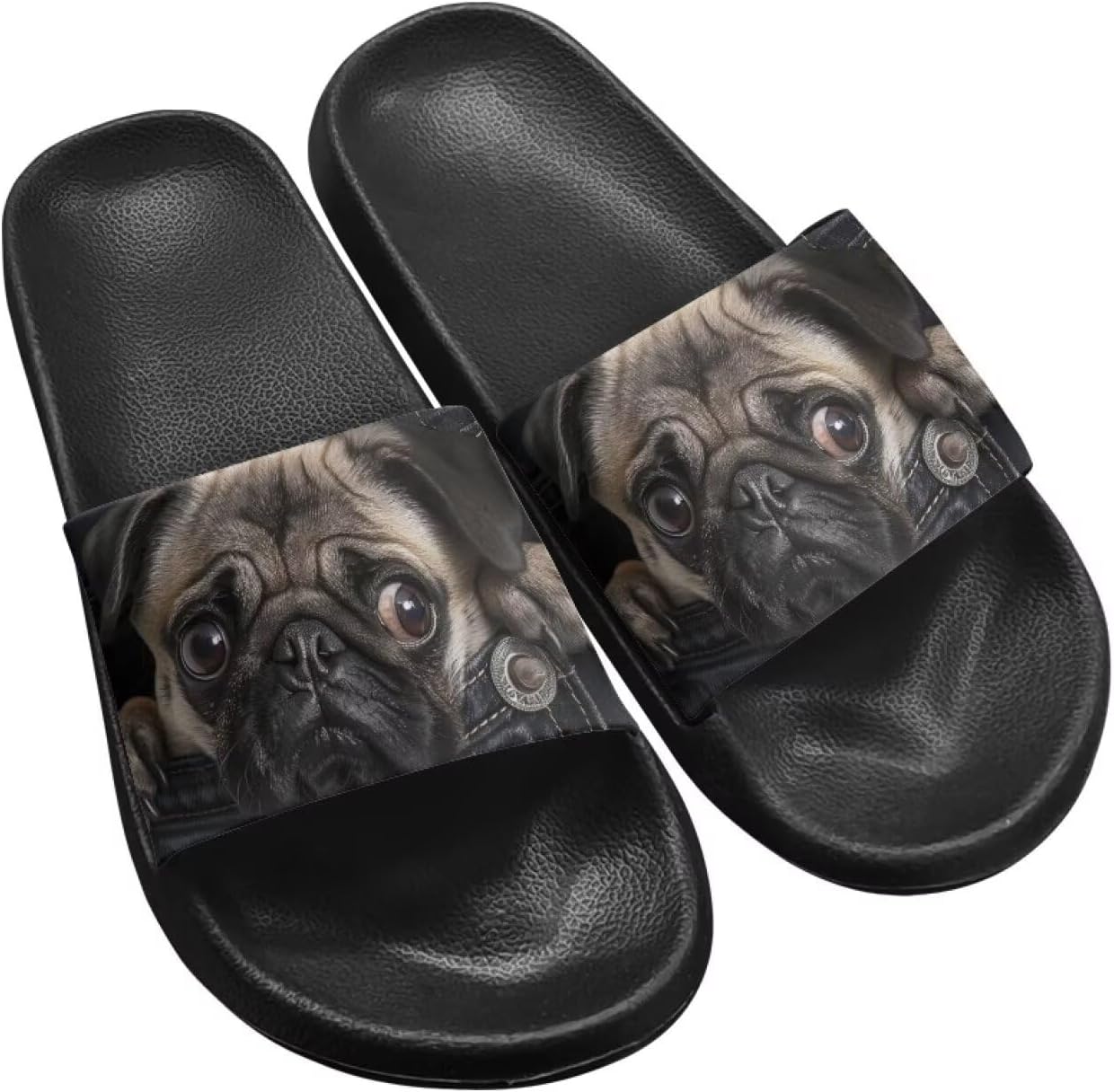 

Мужские шлепанцы Twousenru Cloud Pillow, удобные, толстые, противоскользящие, легкие, для дома, улицы и душа, размер США 6-11, Cute Pug