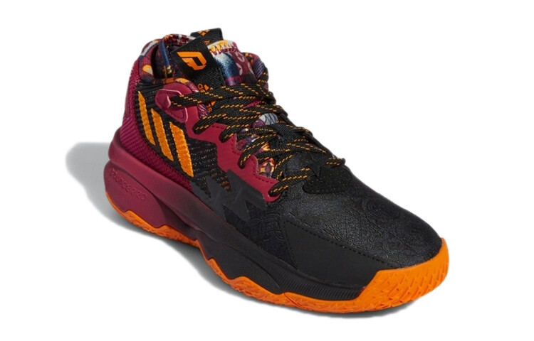 Баскетбольные кроссовки D Lillard 8 Kids GS Mid-top черные/красные/желтые Adidas — фото 3