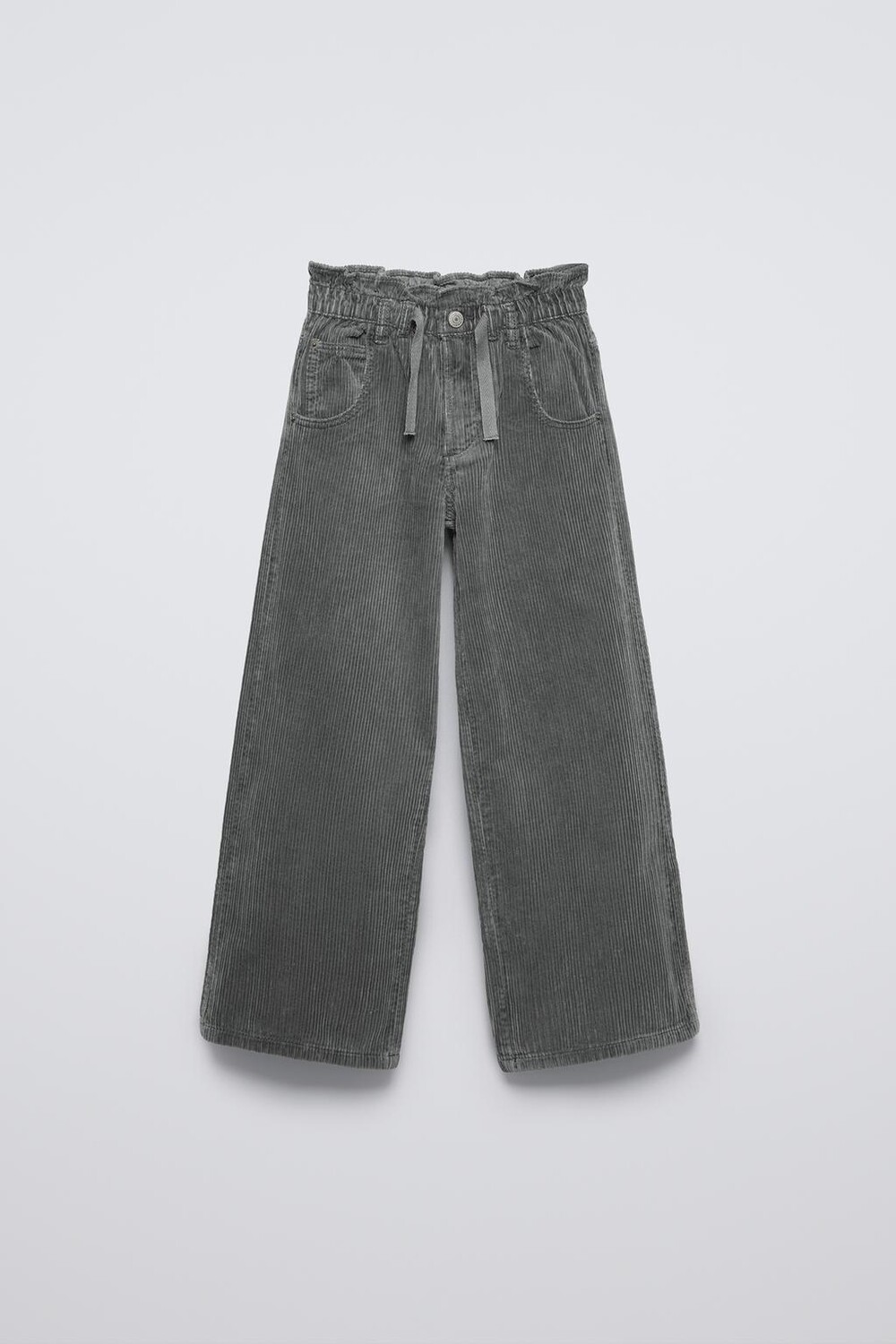 

Брюки из толстого вельвета с бумажными мешками ZARA, серый