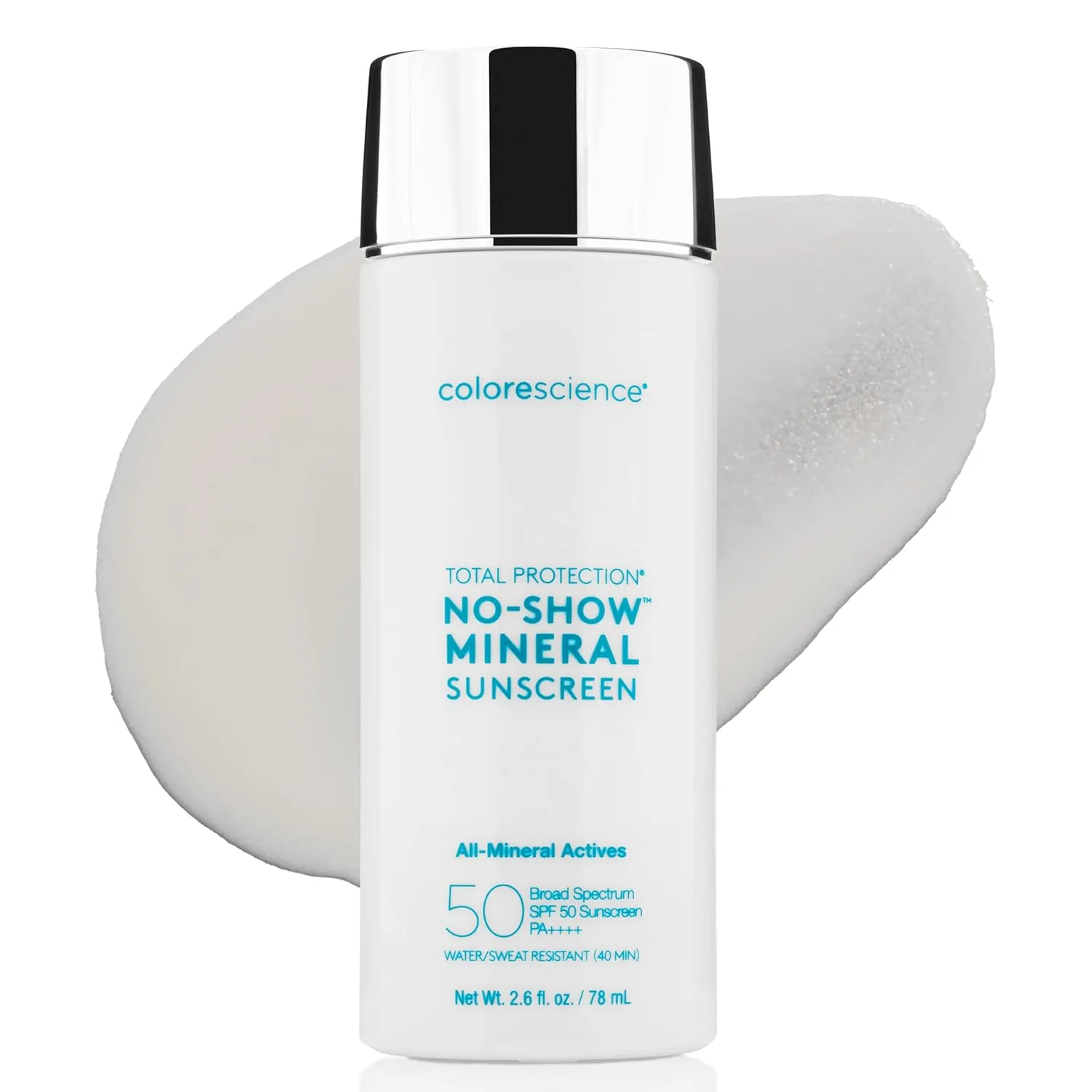 Colorescience Total Protection No-Show Mineral Sunscreen SPF 50, 100% невидимый полностью минеральный солнцезащитный крем для всех оттенков и типов кожи. 76,9 мл (1 шт.), blue
