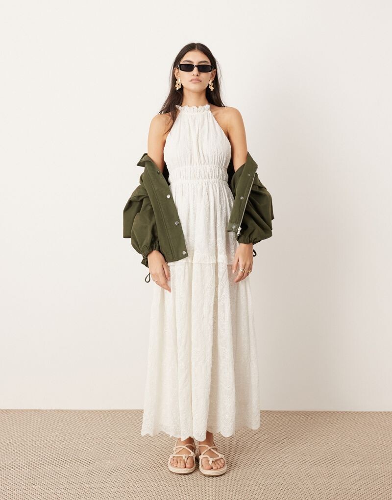 

Белое платье макси с открытой спиной и бретельками ASOS EDITION