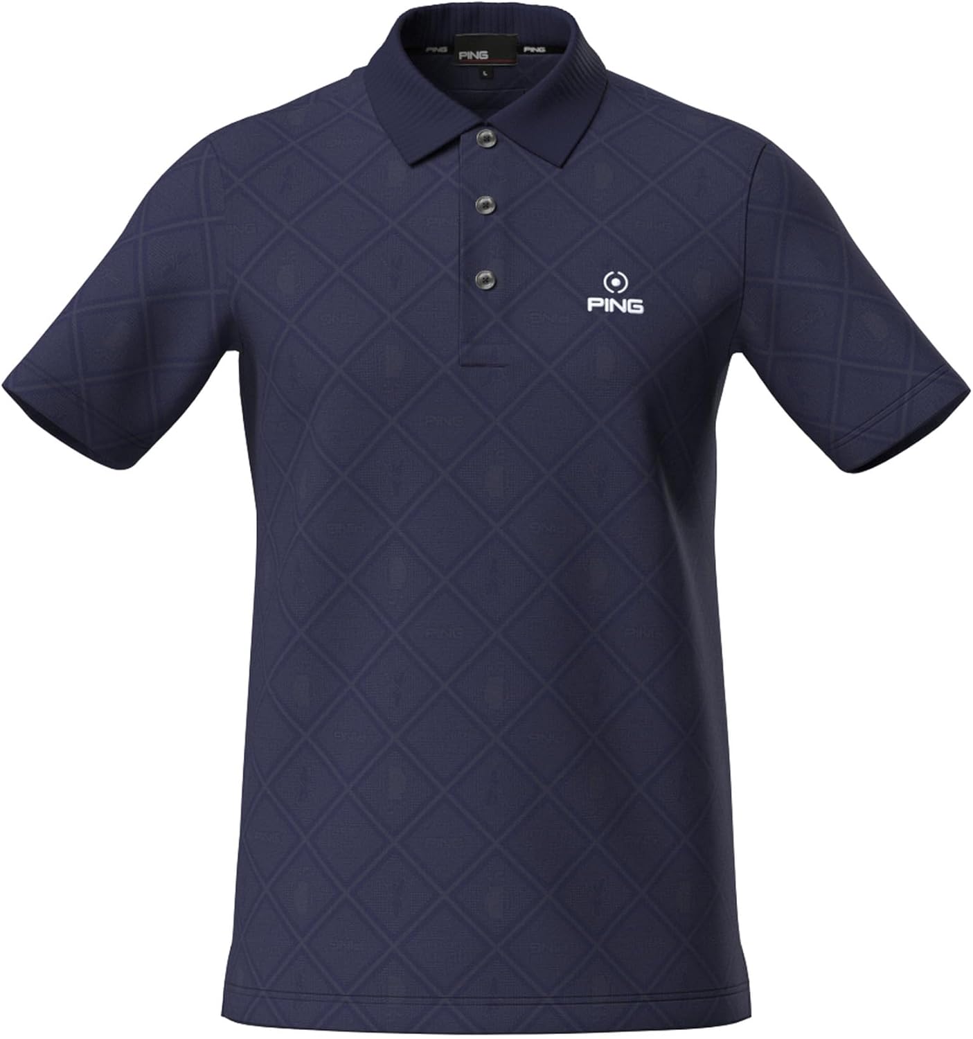 

Мужская поло-рубашка с коротким рукавом Pin Apparel 621-6160403 (впитывает пот, быстро сохнет, клетчатый принт) Ping Apparel, темно-синий