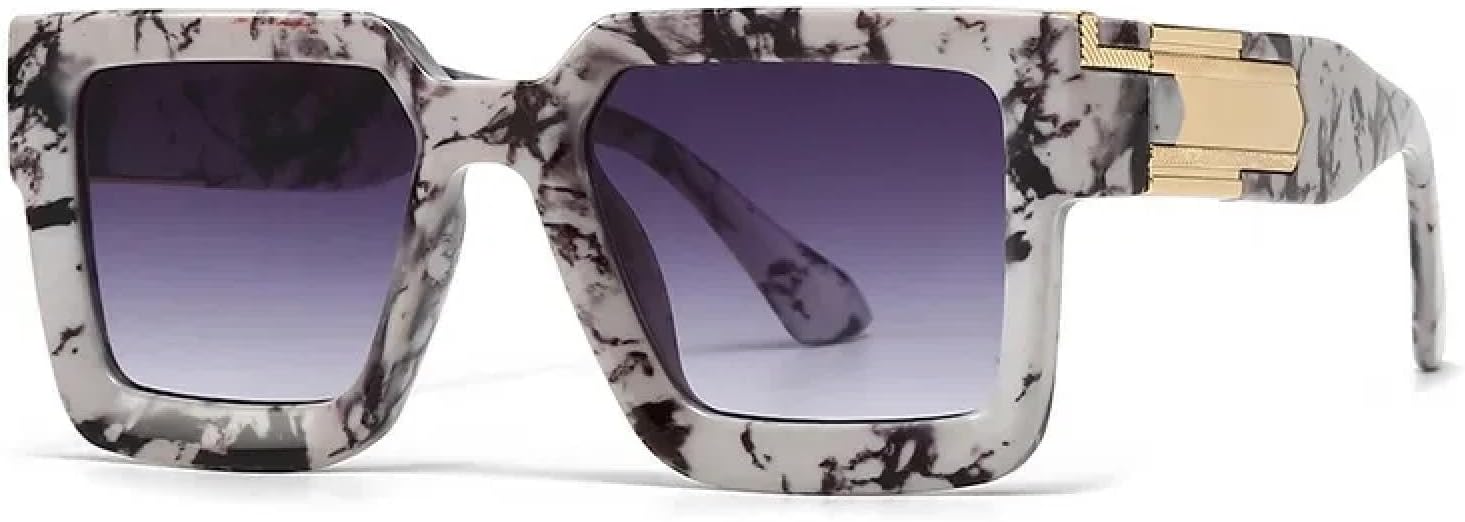 

Классические солнцезащитные очки с большой вогнутой оправой для женщин и мужчин, в роскошном винтажном панк-стиле, популярные, с защитой от УФ-излучения UV400 TVTBBVV, Marble Gray