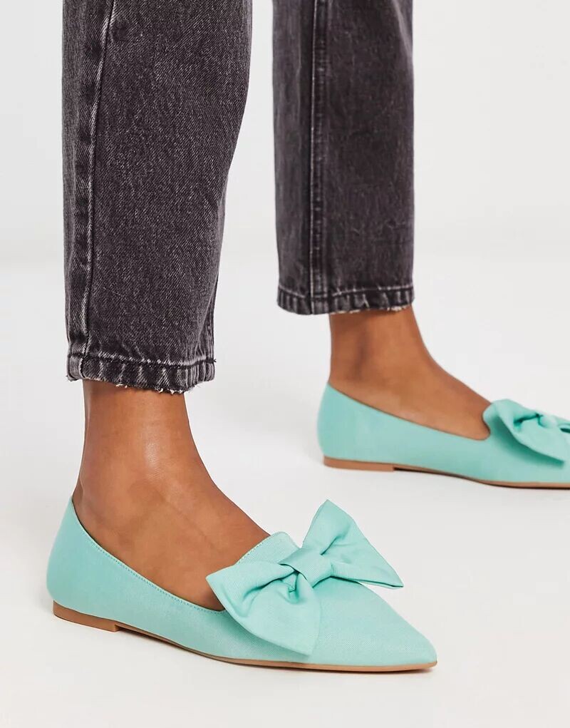 

Бирюзовые кружевные балетки с бантом ASOS Lake