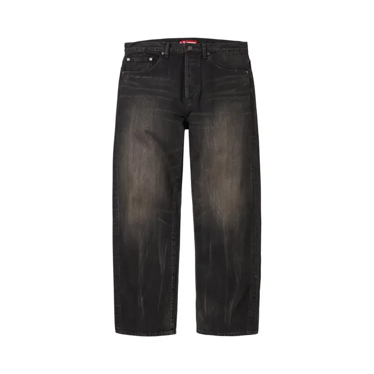 Джинсы Supreme Distressed Loose Fit Selvedge Jean 'Washed Black'