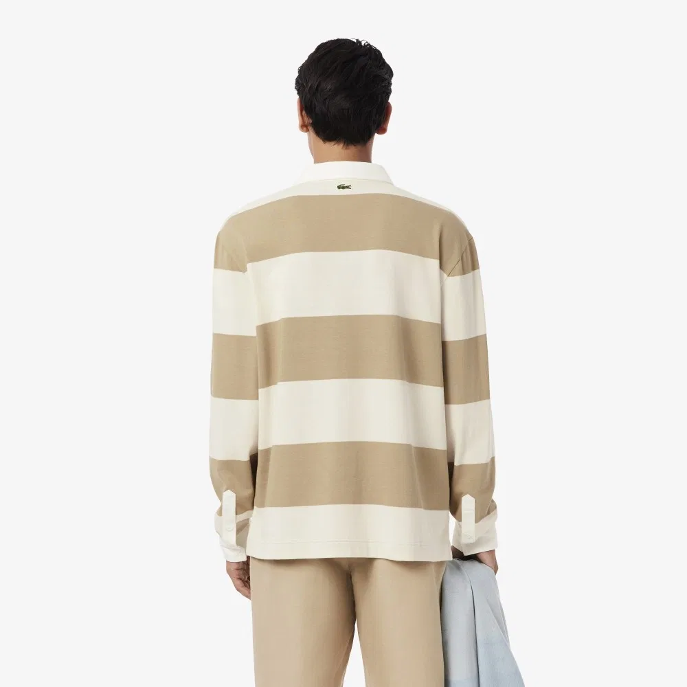Мужское поло для регби с длинным рукавом белое от Lacoste — фото 3