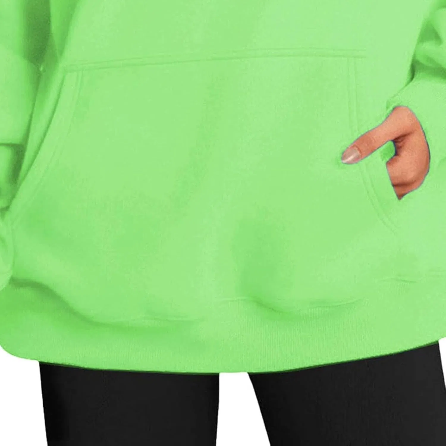Женский оверсайз худи с капюшоном и карманом, Polyester, Apple Green — фото 4
