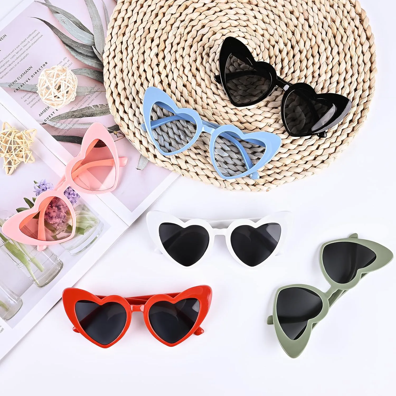 

NACHLYNN 4/12/24 Пары солнцезащитных очков в форме сердца. Солнцезащитные очки для девичника. Винтажные очки в форме сердца для женщин. Для вечеринок и свадеб, Red