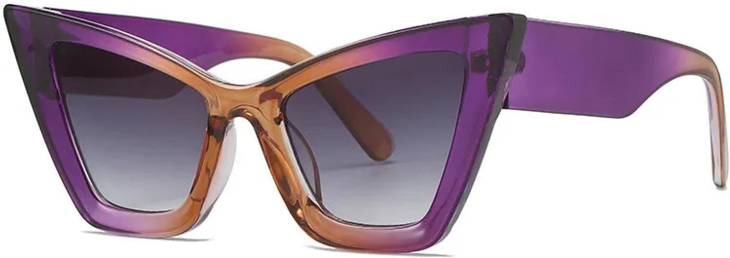 

Солнцезащитные очки с защитой от УФ-излучения UV400 | Увеличенный размер "кошачий глаз" | Для женщин и мужчин, для занятий спортом на открытом воздухе и вождения DSVIGF, Purple Gray