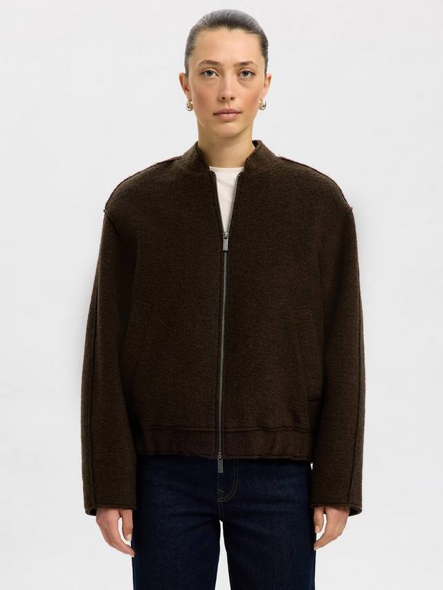 

Reign Lano Wool Blend Bomber Jacket Selected, Brown