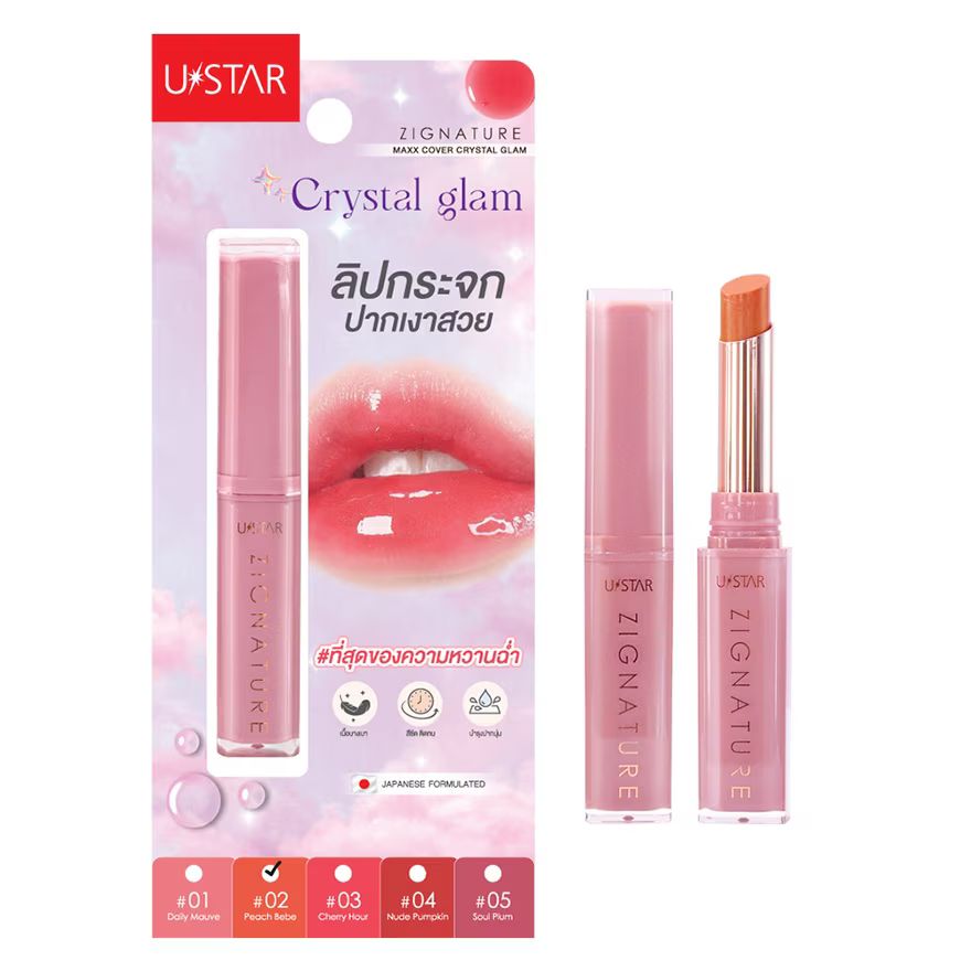 

UStar Губная помада Ustar Zignature Maxx Cover Crystal Glam 1,8г. 02 Персик Бебе, Peach Bebe