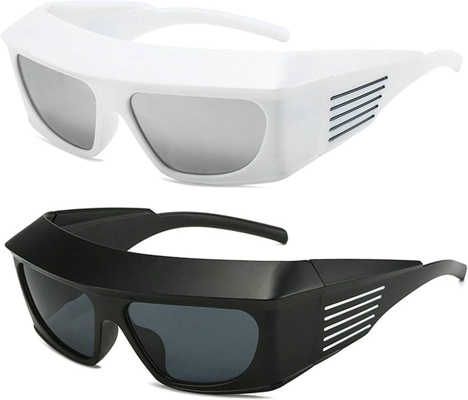 

Солнцезащитные очки Willochra с обтекаемой формой, футуристические солнцезащитные очки, овальные солнцезащитные очки в стиле Y2k, спортивные модные солнцезащитные очки для женщин и мужчин, 2pcs-black&white