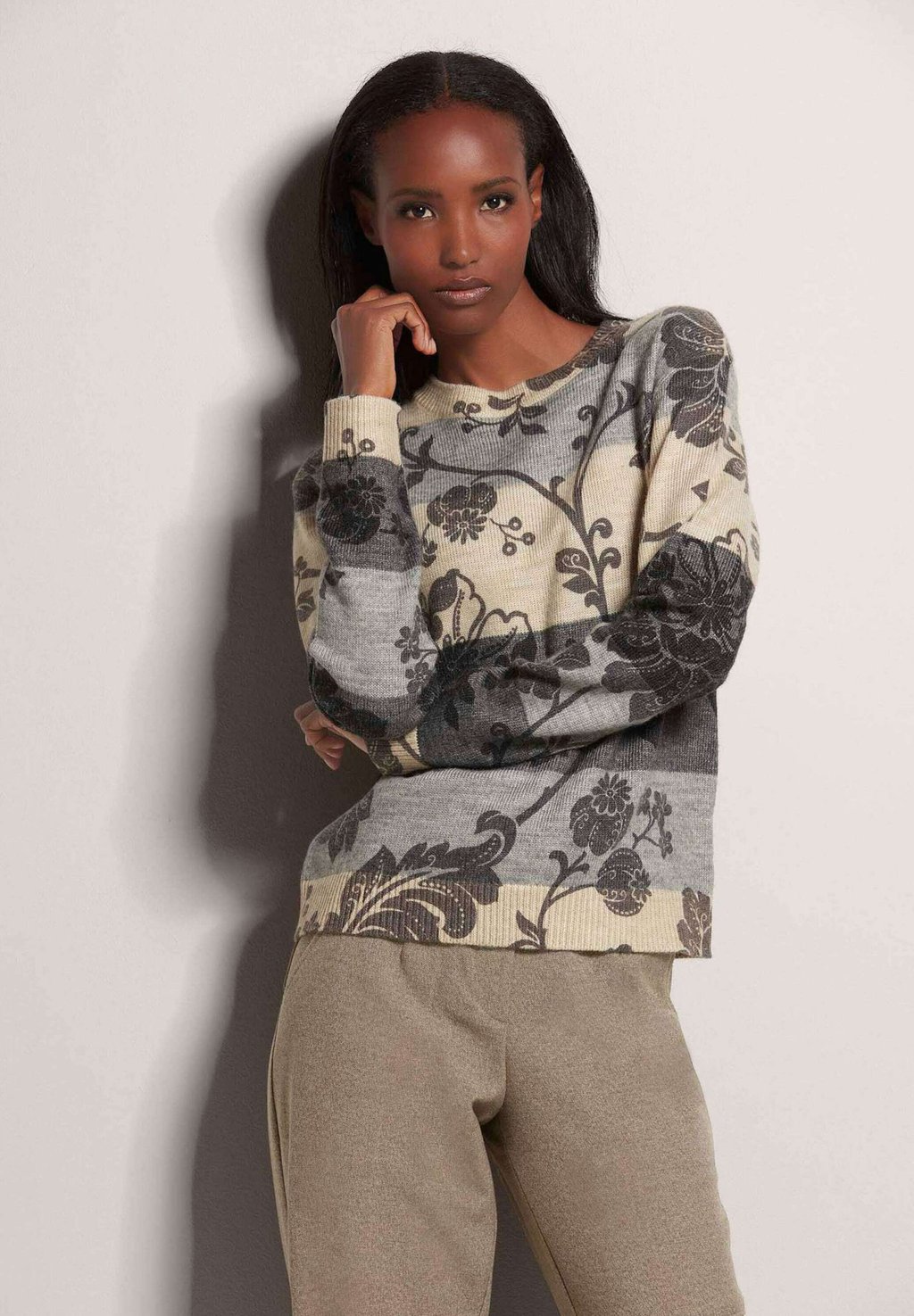 

Джемпер RUNDHALS-IM MUSTER-MIX MADELEINE, цвет Berber Stone Grey Multicolor
