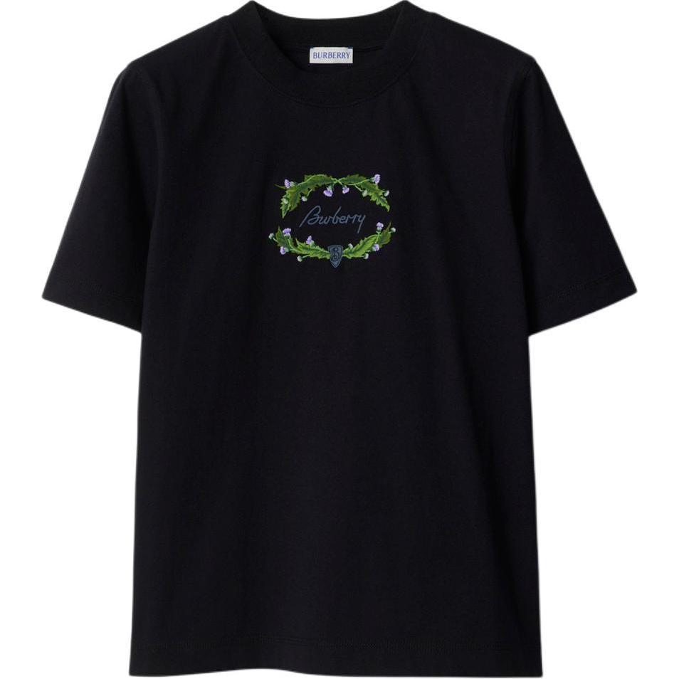 

Футболка из хлопка с вышитым логотипом Burberry, черная