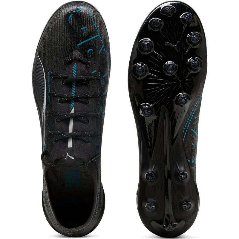 Футбольные бутсы для игры на хард-корте Ultra 5 Ultimate AG Puma, цвет puma black-puma silver-bright aqua — фото 2