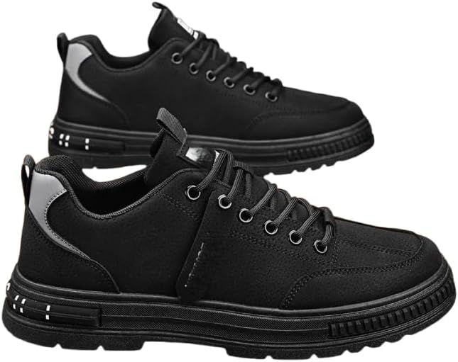 

Hhhchpm Стильные и мужские кеды средней высоты - всесезонные синтетические кроссовки с шнуровкой для активного отдыха на улице, черный