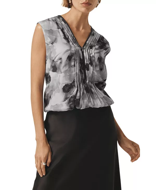 

Женский топ без рукавов с цветочным принтом Mint Velvet, серый