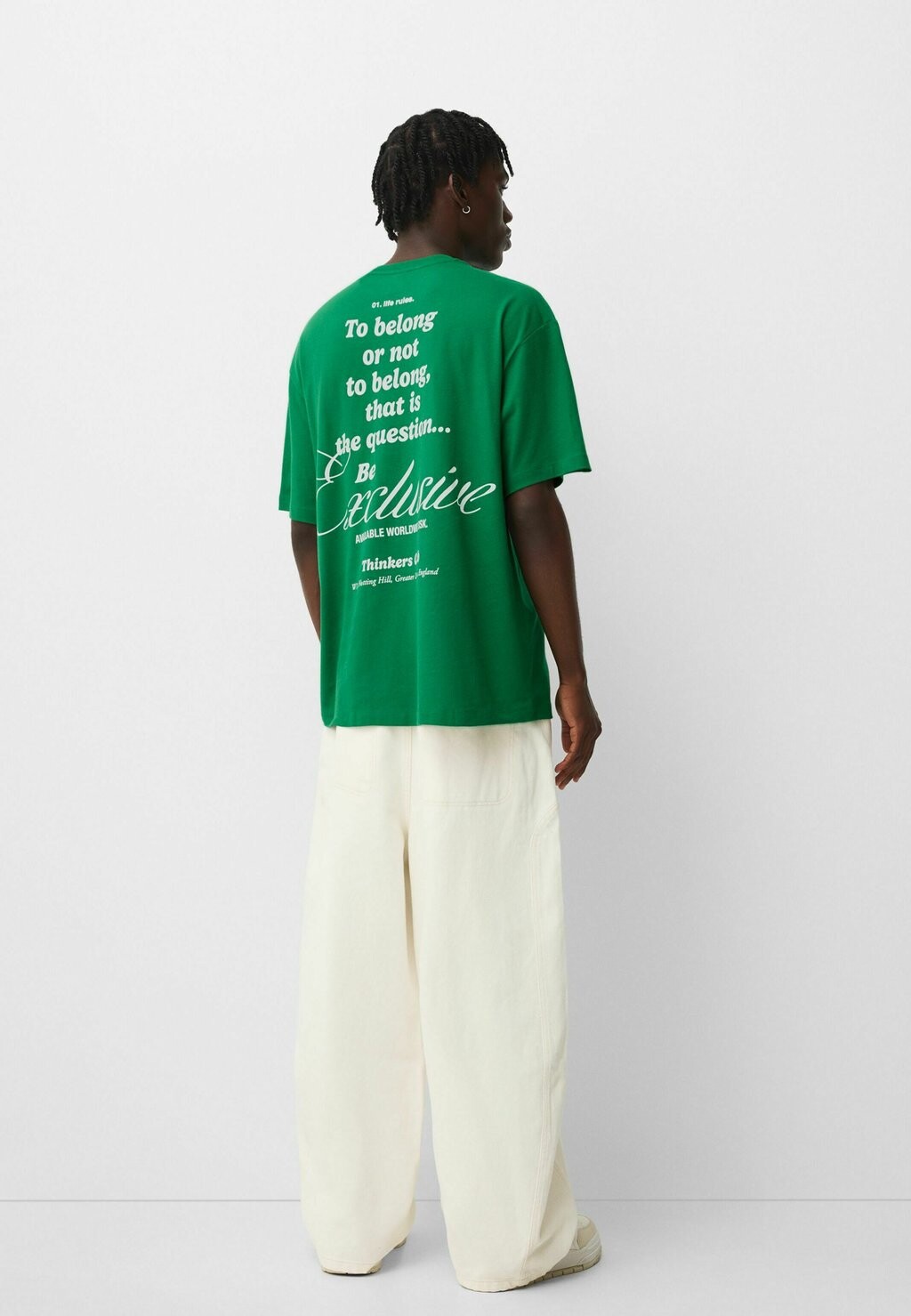 

Футболка с принтом SHORT SLEEVE Bershka, цвет Evergreen