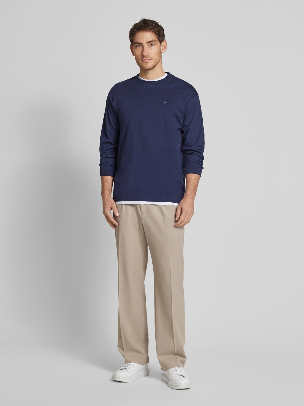 

Лонгслив с вышитым логотипом Scotch & Soda, темно-синий
