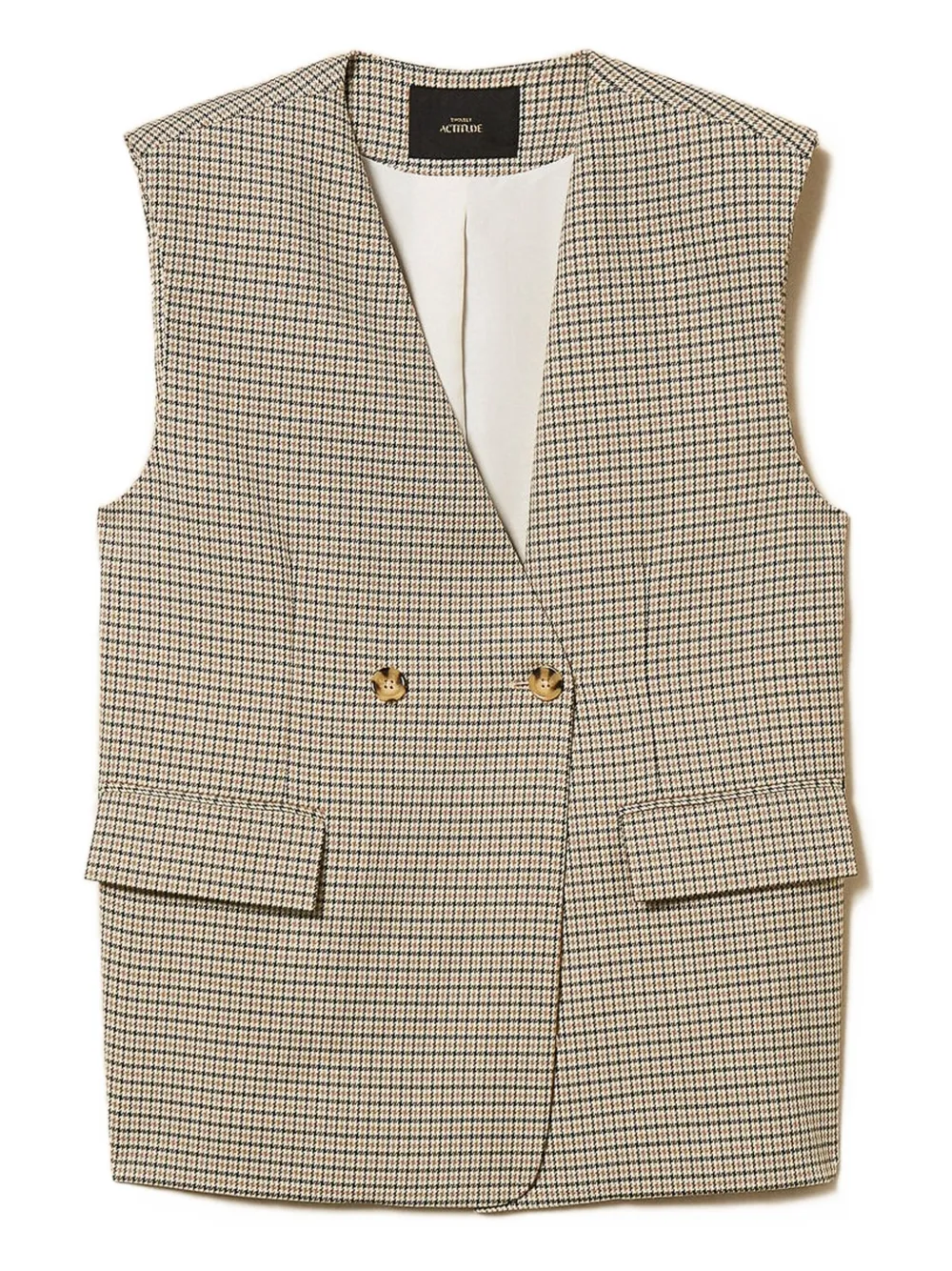 

Двубортное пальто в ломаную клетку TWINSET, нейтральный